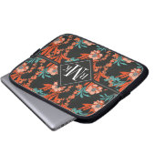 Orange abstraktes Blumenmuster Laptopschutzhülle (Vorne Knopf)