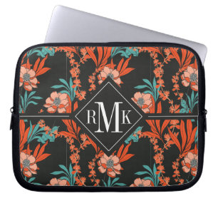 Orange abstraktes Blumenmuster Laptopschutzhülle
