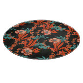Orange abstraktes Blumenmuster Schneidebrett (Ecke)
