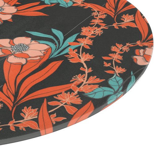 Orange abstraktes Blumenmuster Schneidebrett (Ecke)