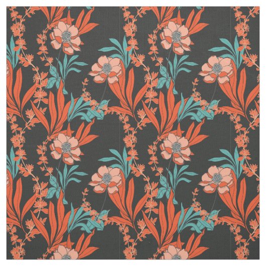 Orange abstraktes Blumenmuster Stoff (Muster)