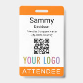 Orange Abzeichen Event Guest QR-Logo Ausweis (Vorderseite)