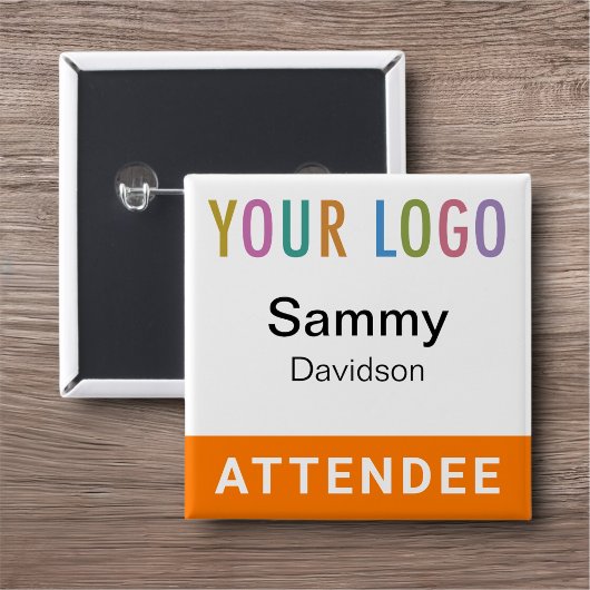 Orange Abzeichen Event Logo Pinback Square Button