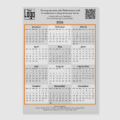 Orange Accents & Logo Gray 2026 Calendar Magnet (Vorderseite)