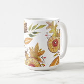 Orange Acorn Fall Stimmung Aquarellbilder Kaffeetasse (VorderseiteRechts)