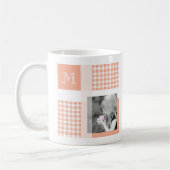 Orange Add Your Foto Gingham Modern Monogram Kaffeetasse (Links)