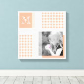 Orange Add Your Foto Gingham Modern Monogram Leinwanddruck (Insitu (Holzboden))