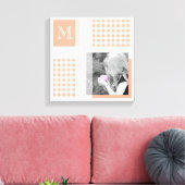 Orange Add Your Foto Gingham Modern Monogram Leinwanddruck (Insitu (Wohnzimmer))