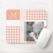 Orange Add Your Foto Gingham Modern Monogram Mousepad (Mit Mouse)