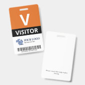 Orange Add Your Logo & Bar Code Visitor Ausweis (Vorder- & Rückseite)
