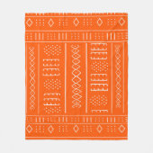 Orange African Mudcloth Print Fleecedecke (Vorderseite)