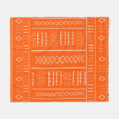 Orange African Mudcloth Print Fleecedecke (Vorderseite (Horizontal))
