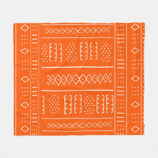Orange African Mudcloth Print Fleecedecke