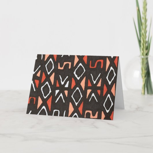 Orange African Mudcloth Tribal Print Karte (Vorderseite)