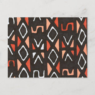 Orange African Mudcloth Tribal Print Postkarte