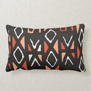 Orange Afrikaner Mudcloth Stammes- Druck Lendenkissen