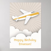 Orange Airplane Birthday Poster (Vorne)