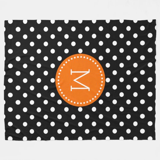 Orange-Akzente im weißen und schwarzen Punkt Fleecedecke (Vorderseite (Horizontal))