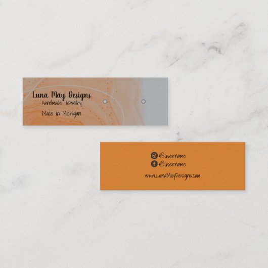 Orange Alcohol Ink Juwelier Display Business Card Mini Visitenkarte (Vorne/Hinten)
