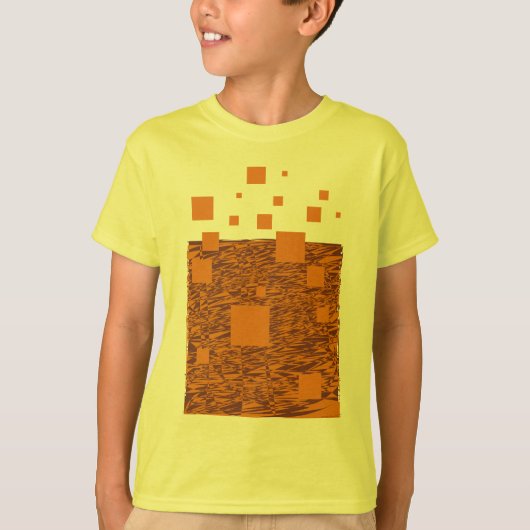 Orange Alert Squares Muster Brown Float Mesh T-Shirt (Vorderseite)