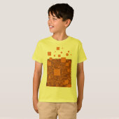 Orange Alert Squares Muster Brown Float Mesh T-Shirt (Vorne ganz)