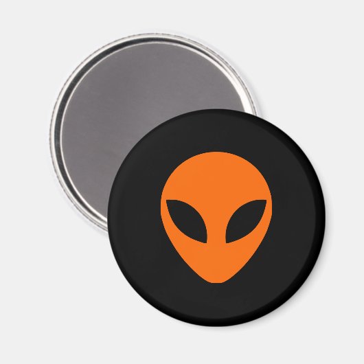 Orange Alien Head Magnet (Vorderseite/Rückseite)