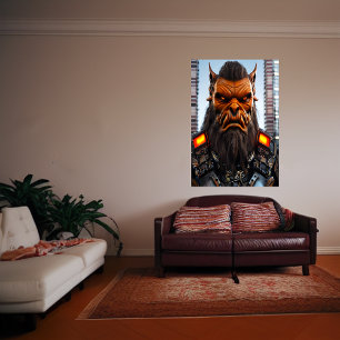 Orange Alien in der Stadt AI Art Poster