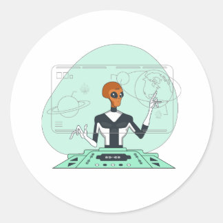 orange Alien Runder Aufkleber