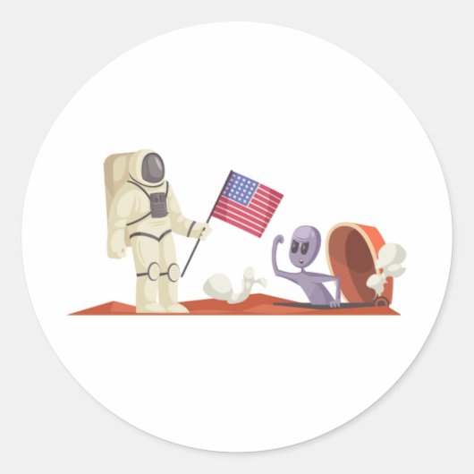 ORANGE ALIEN RUNDER AUFKLEBER (Vorderseite)