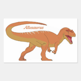 Orange Allosaurus Rechts Rechteckiger Aufkleber