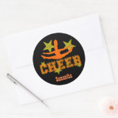 Orange Allstar Cheerleader personalisierte Aufkleb Runder Aufkleber (Umschlag)
