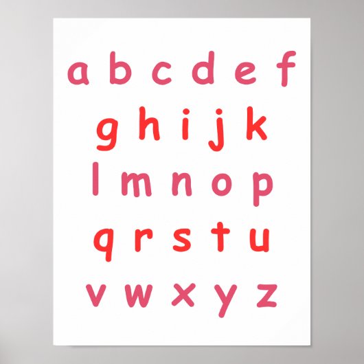 Orange Alphabet Lowercase Briefe Lehrerin Kinderzi Poster (Vorne)