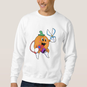 Orange als Friseur mit Schere & Haartrockner Sweatshirt