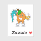 Orange als Maler mit Pinsel Aufkleber (Blatt)