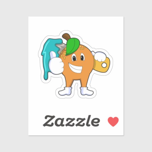 Orange als Maler mit Pinsel Aufkleber (Blatt)