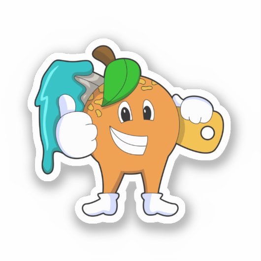 Orange als Maler mit Pinsel Aufkleber (Vorderseite)
