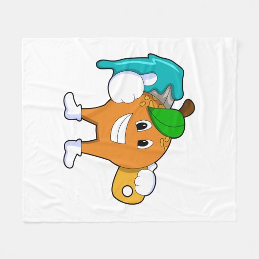 Orange als Maler mit Pinsel Fleecedecke (Vorderseite (Horizontal))