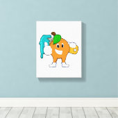 Orange als Maler mit Pinsel Leinwanddruck (Insitu (Holzboden))