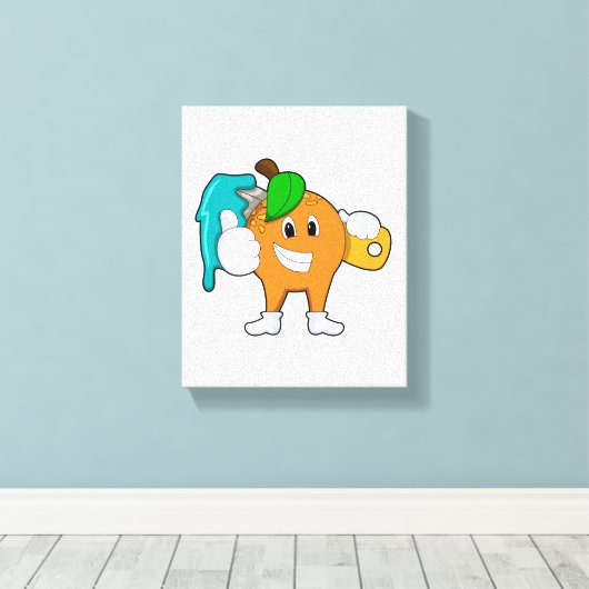 Orange als Maler mit Pinsel Leinwanddruck (Insitu (Holzboden))