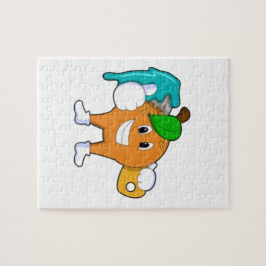Orange als Maler mit Pinsel Puzzle (Horizontal)