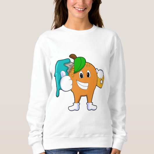Orange als Maler mit Pinsel Sweatshirt (Vorderseite)