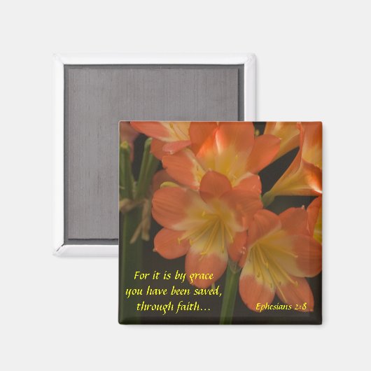 Orange Amaryllis Magnet (Vorderseite/Rückseite)