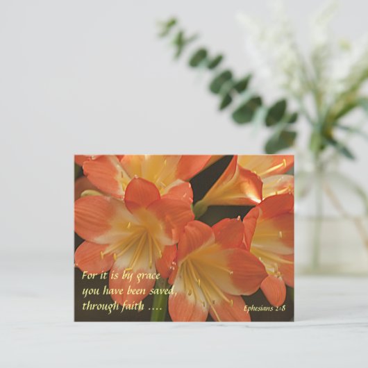 Orange Amaryllis Postkarte (Stehend Vorderseite)