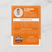Orange American Football Player Trading Card Telefonnummerkarte (Rückseite)