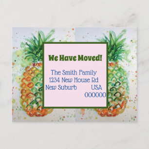 Orange Ananas neue Adresse verschieben Postkarte