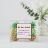 Orange Ananas neue Adresse verschieben Postkarte (Stehend Vorderseite)