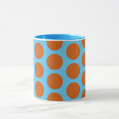 Orange and Aqua Blue Polka Dot Art Tassen Cup (Zentrum)
