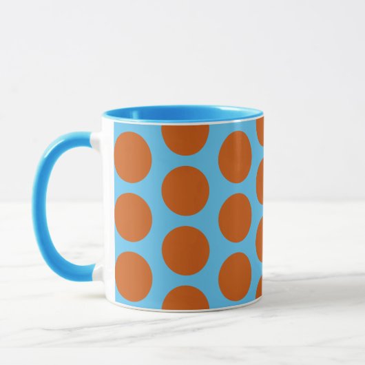Orange and Aqua Blue Polka Dot Art Tassen Cup (Links)