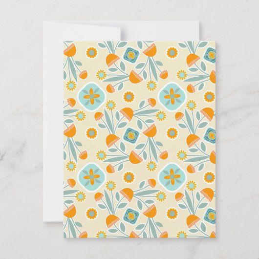 Orange and Aqua Folk Art Blume Bouquet Mitteilungskarte (Vorderseite)