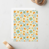 Orange and Aqua Folk Art Blume Bouquet Mitteilungskarte (Vorderseite/Rückseite Beispiel)